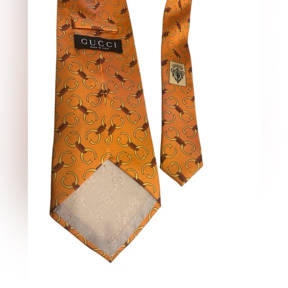 Gucci Orange Silk Patterned Tie interlocking G’s - Picture 2 of 4